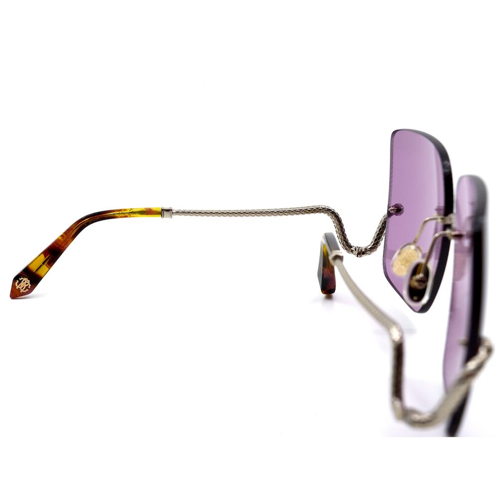 NEW ROBERTO CAVALLI SRC061 0594 SILVER VIOLET LENS AUTHENTIC SUNGLASSES - Picture 11 of 13
